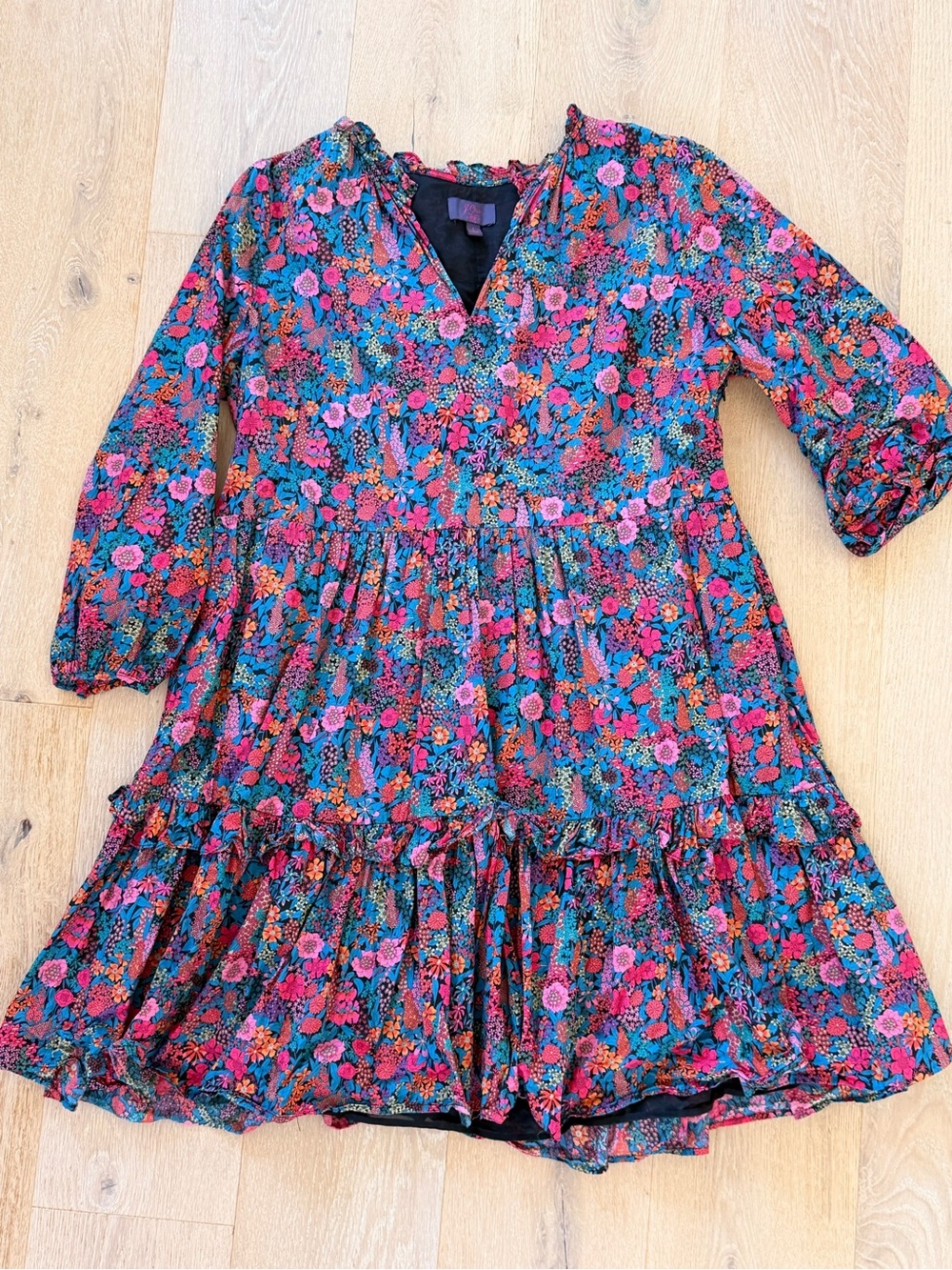 Women’s Floral Tiered Dress - Pink & Blue